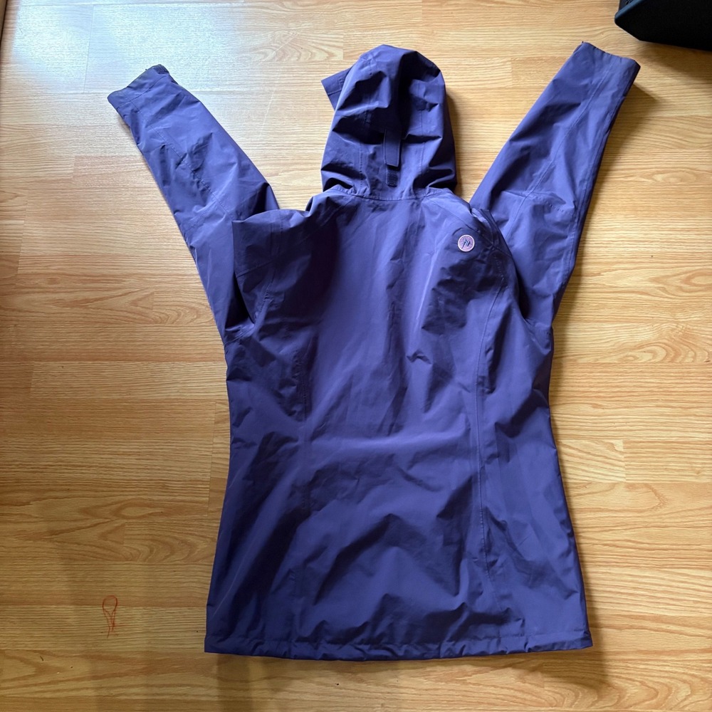 Marmot Womens Eggplant Purple Hooded Rain Jacket Waterproof Shell Large - Picture 8 of 8